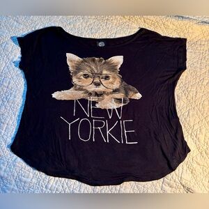 ☀️Bobeau New Yorkie Cropped Tee Made in USA Size XS Oversized☀️